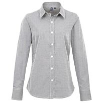 Women'S Microcheck Gingham Long Sleeve Cotton Shirt