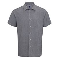 Microcheck Gingham Short Sleeve Cotton Shirt