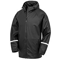 Prism Pu Waterproof Jacket With Reflective Bands And Recycled Backing
