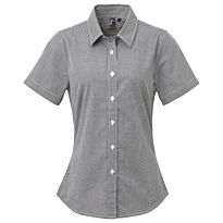 Women'S Microcheck Gingham Short Sleeve Cotton Shirt