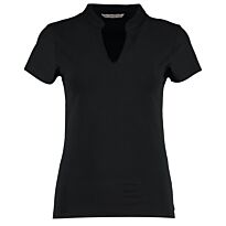 Women'S Corporate Short-Sleeved Top V-Neck Mandarin Collar Regular Fit